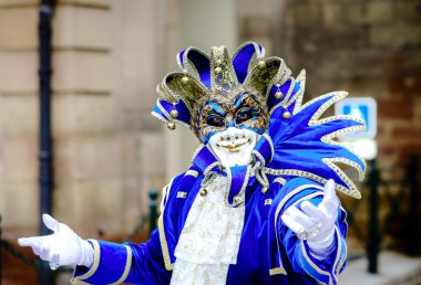 İçerik, 6 Mart 2016: Rosheim, Fransa: Venedik karnaval maskesi