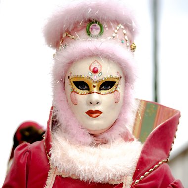 İçerik, 6 Mart 2016: Rosheim, Fransa: Venedik karnaval maskesi