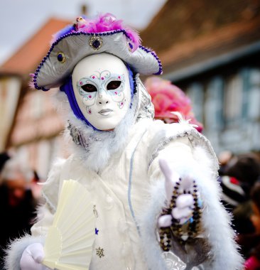 İçerik, 6 Mart 2016: Rosheim, Fransa: Venedik karnaval maskesi