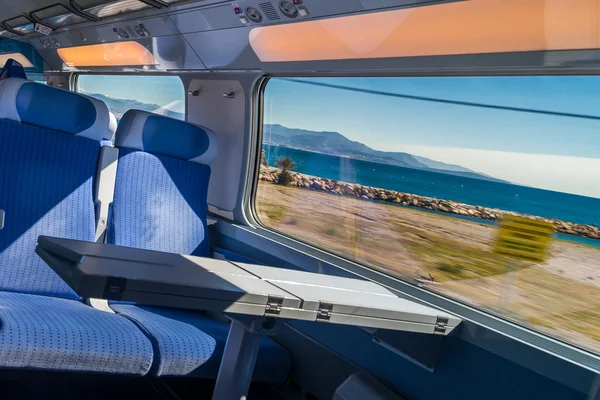 Interno del treno di velocità, concetto di viaggio — Foto Stock