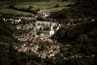 Genel görünümüne küçük Fransız Köyü, retro tarzı fotoğraf