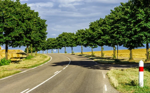 Automóvel asfalto estrada perspectiva vista, lugar rural — Fotografia de Stock
