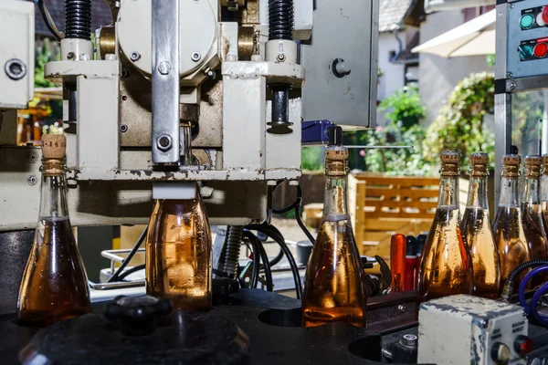 Automation bottling line for produce champagne in Alsace — Stock Photo, Image