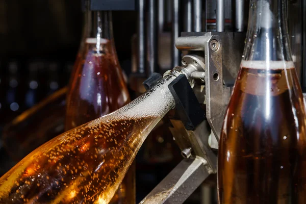 Automation bottling line for produce champagne in Alsace — Stock Photo, Image