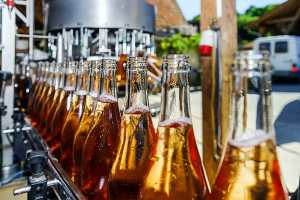 Automation bottling line for produce champagne in Alsace — Stock Photo, Image