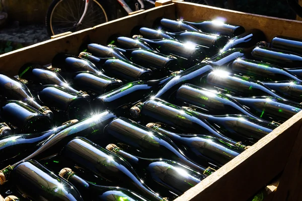 Automation bottling line for produce champagne in Alsace — Stock Photo, Image