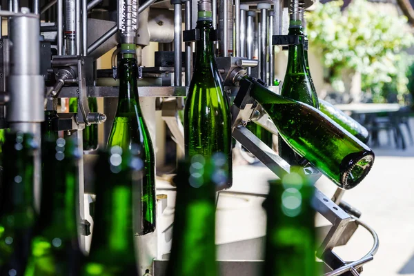 Automation tappning linje för producera champagne i Alsace — Stockfoto