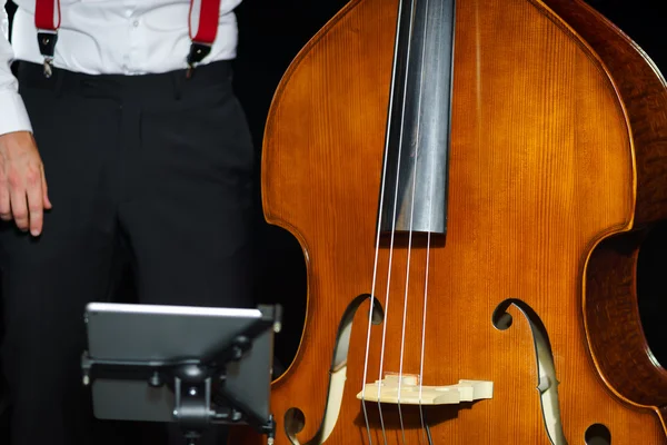 Big bass viol on the scene before the concert — Stock Photo, Image