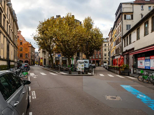 2020年10月30日 法国斯特拉斯堡 斯特拉斯堡市的空旷街道在第二次检疫期间被验尸动物隔离的时间 — 图库照片