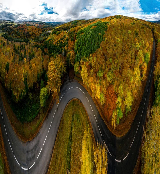 Widok Drona Zardzewiałego Lasu Jesienne Kolory Niesamowite Widoki Góry Wogezów — Zdjęcie stockowe
