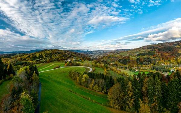 Vosges Deki Çok Renkli Bir Vadiden Bir Dron Yükseliyor Sarı — Stok fotoğraf