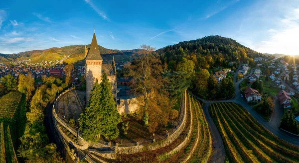 Panorama Colorato Vista Aerea Del Piccolo Villaggio Kappelrodeck Nelle Montagne — Foto Stock