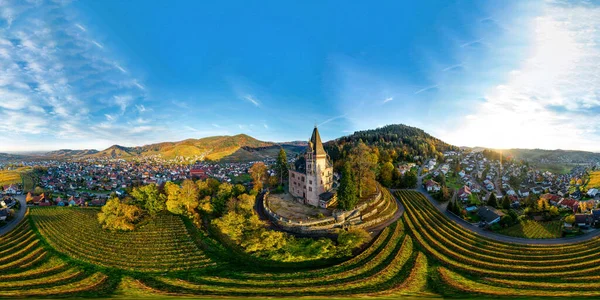 Farbenfrohe 360 Grad Panorama Luftaufnahme Des Kleinen Dorfes Kappelrodeck Den — Stockfoto