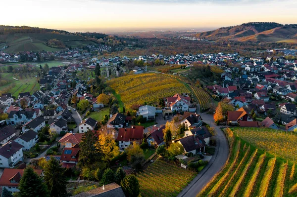 Panorama Colorato Vista Aerea Del Piccolo Villaggio Kappelrodeck Nelle Montagne — Foto Stock