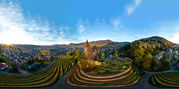 Paisaje Colorido Vista Aérea Panorámica 360 Grados Pequeña Aldea Kappelrodeck — Foto de Stock