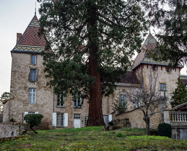 Régi Utcák Középkori Várak Egy Kis Burgundia Város Franciaország — Stock Fotó