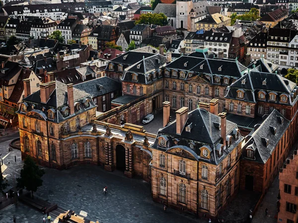 Aerial View City Strasbourg Sunny Day Red Tiled Roofs Houses — Stock Photo, Image