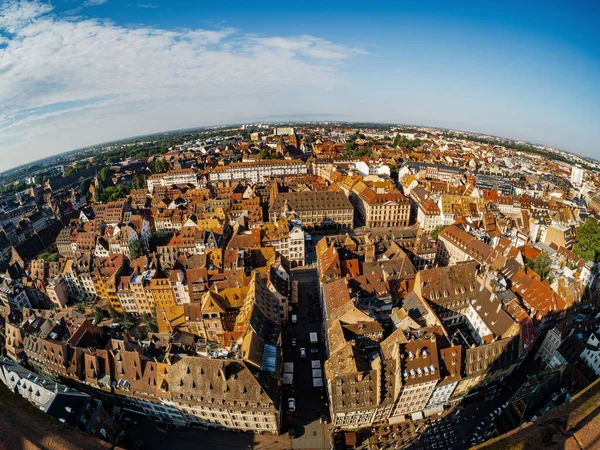Aerial View City Strasbourg Sunny Day Red Tiled Roofs Small — Stock Photo, Image