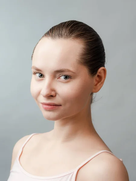 Beautiful Young Woman Clean Fresh Skin Look Away Girl Beauty — Stock Photo, Image