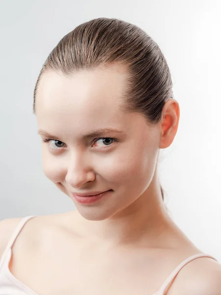 Beautiful Young Woman Clean Fresh Skin Look Away Girl Beauty — Stock Photo, Image