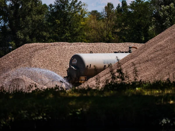 Eine Anlage Zur Herstellung Von Schotter Kies Und Sand Steinbruch — Stockfoto