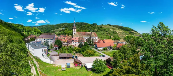 Alsace Deki Çarpıcı Köy Andlau Nun Panoramik Manzarası Olgunlaşmış Üzümlü — Stok fotoğraf