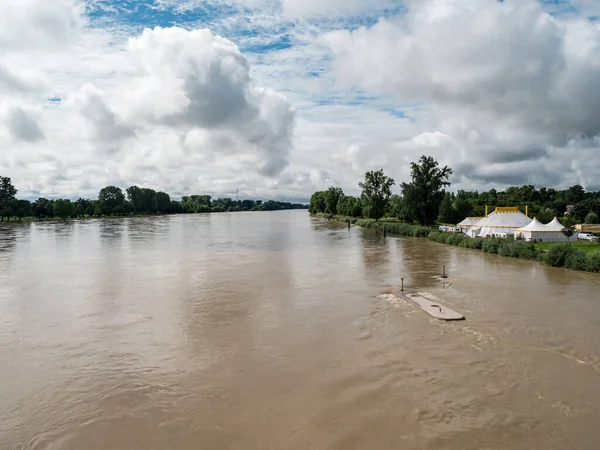 Flood Rhine River Germany Strasbourg Embankment City Kehl — ストック写真