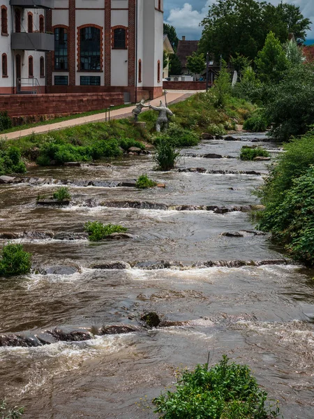 Powerful Waterfall Kinzig River Germany Full Flowing River Rains — 스톡 사진