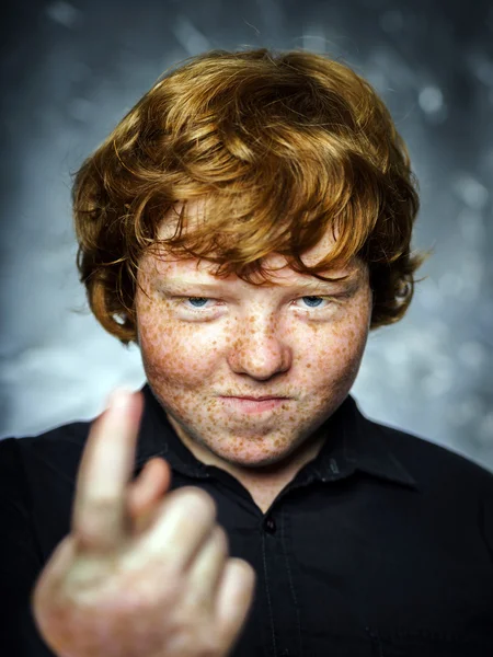 Fat freckled boy portrait — Stock Photo, Image