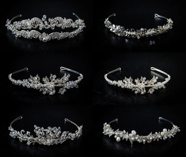 Set of six 6 wedding diadems — Stock Photo, Image