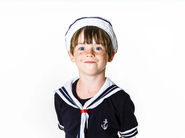 Cute little boy dressed in sailor suit — Stock Photo, Image