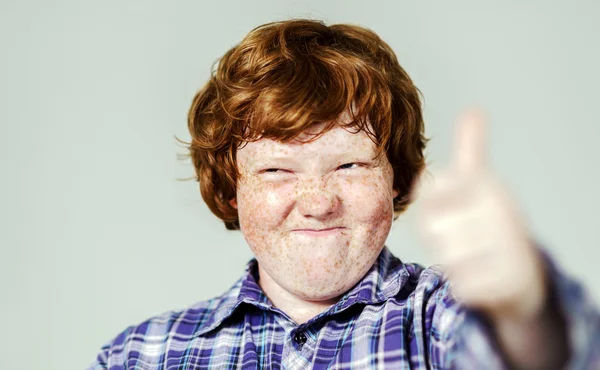 Emotional portrait of red-haired boy — Stock Photo, Image