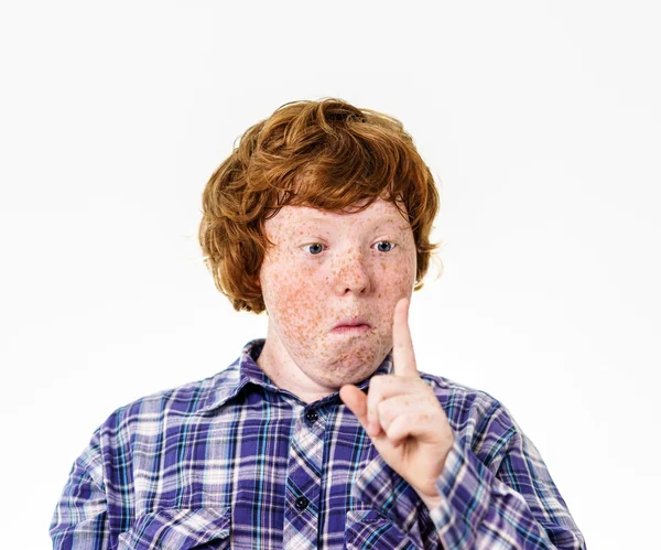 Emotional portrait of red-haired boy — Stock Photo, Image