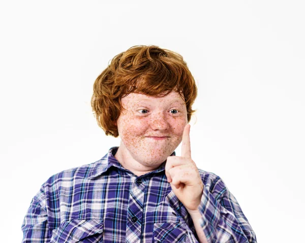 Emotional portrait of red-haired boy — Stock Photo, Image