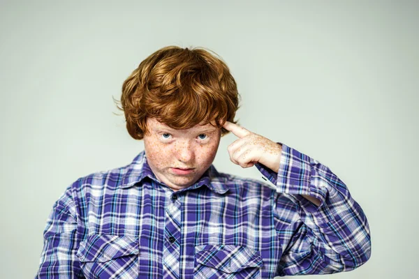 Emotional portrait of red-haired boy — Stock Photo, Image