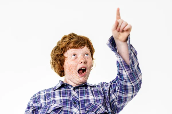 Emotional portrait of red-haired boy — Stock Photo, Image