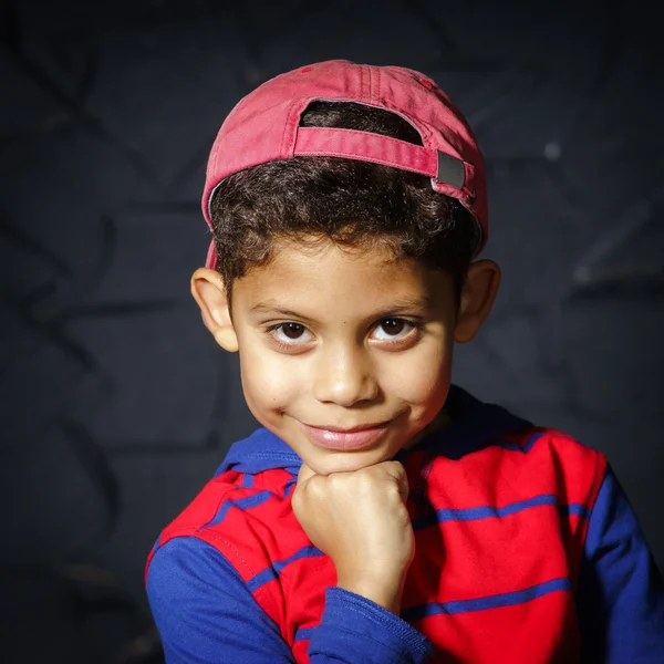 Emotional little black afro-american boy portrait — Stock Photo, Image