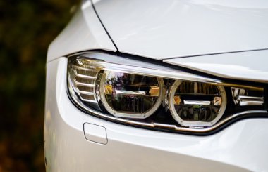 Lüks beyaz araba ve sonbahar renkleri