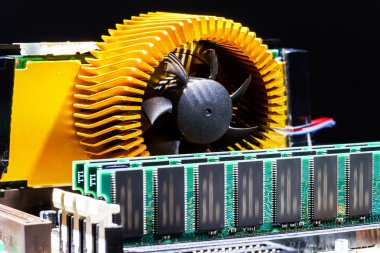 Bilgisayar anakart ayrıntı görünümü, portre