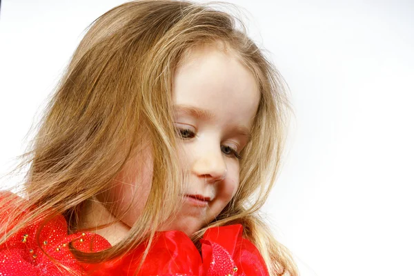 Niedliches kleines Mädchen wie eine Prinzessin gekleidet, Nahaufnahme Porträt — Stockfoto