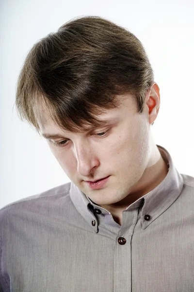 Portrait of young caucasian man, isolated over a white backgroun — Stock Photo, Image