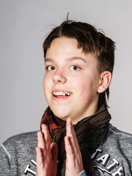 Affective teenage boy portrait in studio — Stock Photo, Image
