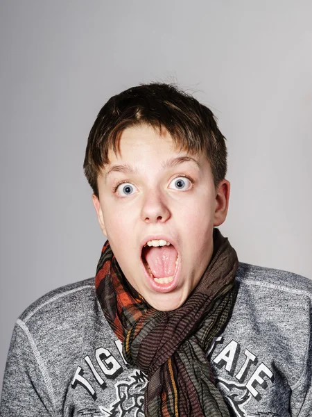 Affective teenage boy portrait in studio — Stock Photo, Image