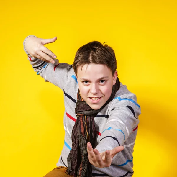 Teenage boy close-up portrait in studio — Stock Photo, Image