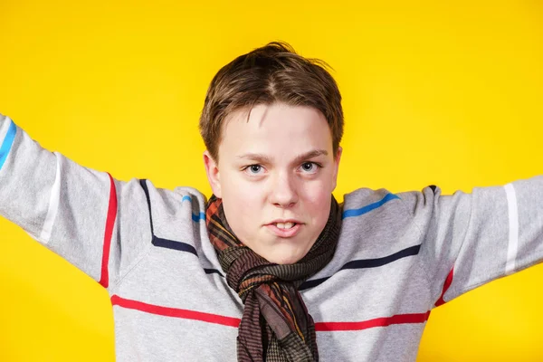 Teenage boy close-up portrait in studio — Stock Photo, Image