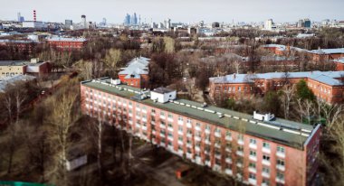 Moskova hava tilt-shift panorama adlı bahar zamanı 