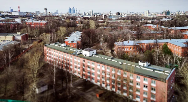 Moskva letecké tilt-shift panorama v jarním období — Stock fotografie