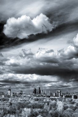 Moskova hava geniş panorama: Şehir, Stalin hightowers, gökdelen