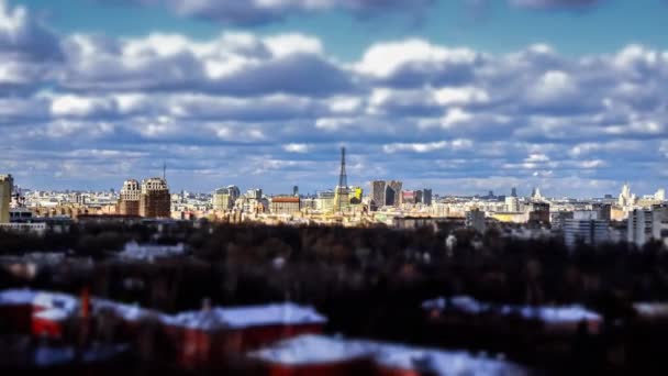 Moscou large espace aérien panorama 4k, temps orageux, nuages se déplaçant — Video