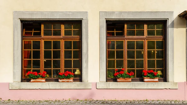Típica casa alsacien en pequeño pueblo, Bajo Rin — Foto de Stock